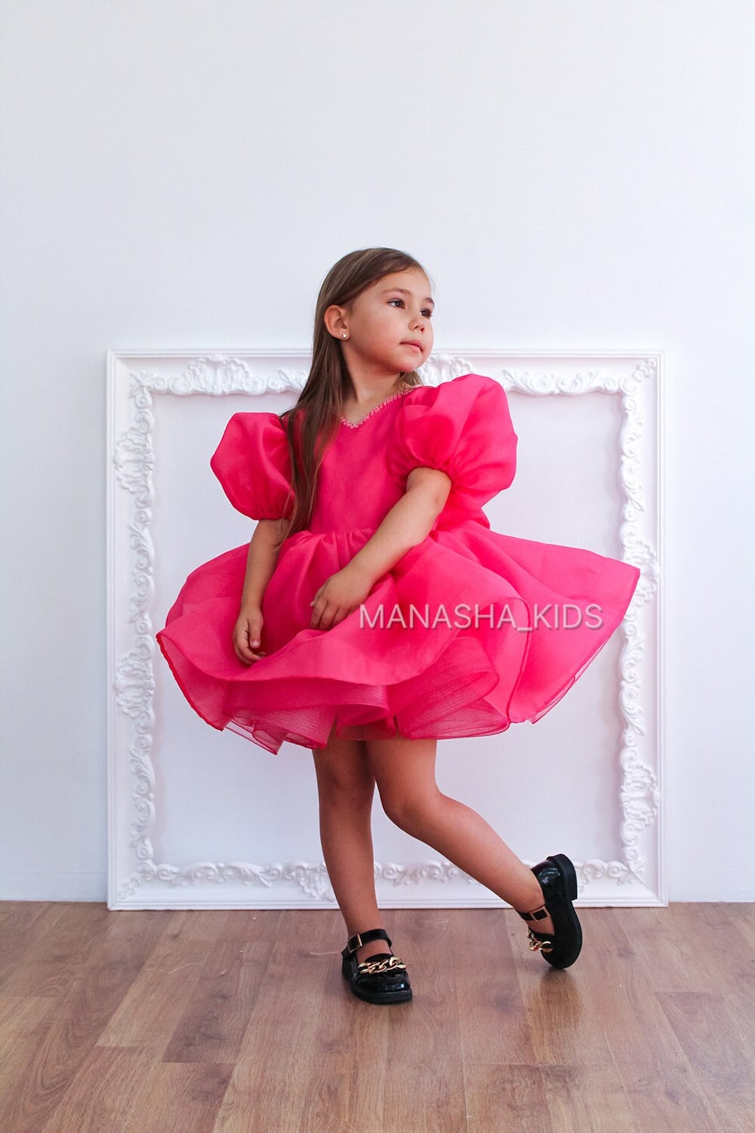 Baby Girl Birthday Pink Princess Dress Children's Suspender Puffy Dress