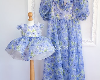 Vestido para mamá y bebé, vestidos a juego para madre e hija, vestidos florales para mamá y yo, vestido de invitada de boda de verano, vestido formal para sesión de fotos.