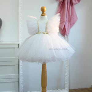 Flower Girl Dress, Puffy Girls Dress, Baby Pageant Birthday Party Dress, Ivory Lace Dress, Junior Bridesmaid Dress, First Communion Dress