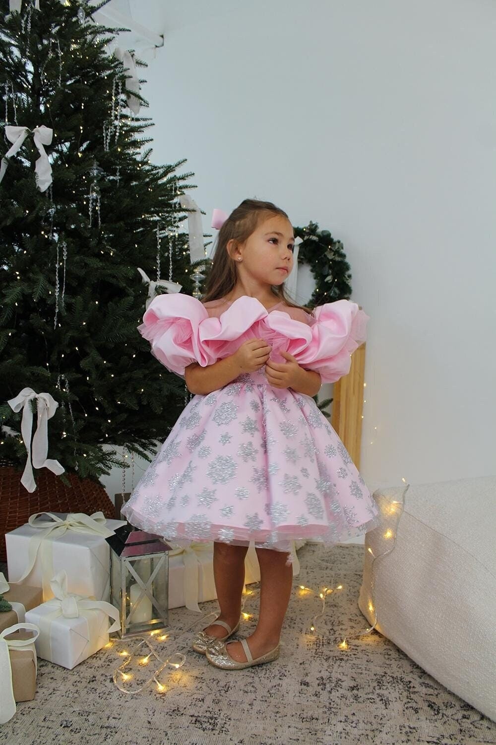 pink snowflake dress Red & Pink Snowflake Dress for Plush Toys