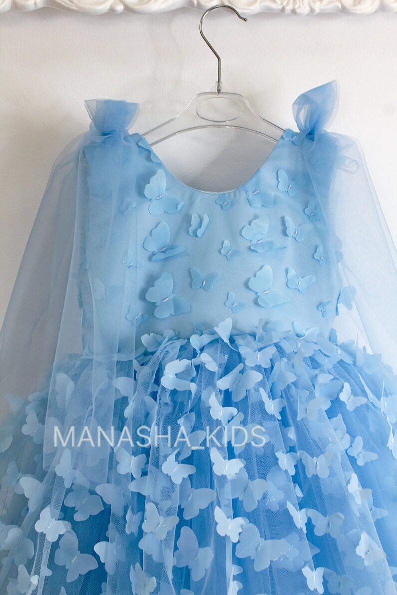 Baby Girl Mid-Season Dress In Butterfly Print Light Blue Color main image 0