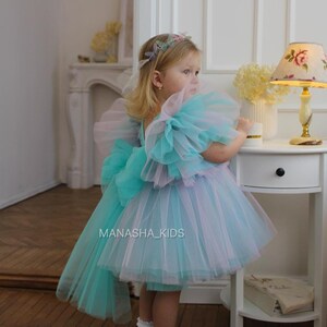First Birthday dress, Flower girl dress, Baby Toddler Photoshoot, Baby Birthday Party Dress with Butterfly, Tutu Princess Pageant Dress