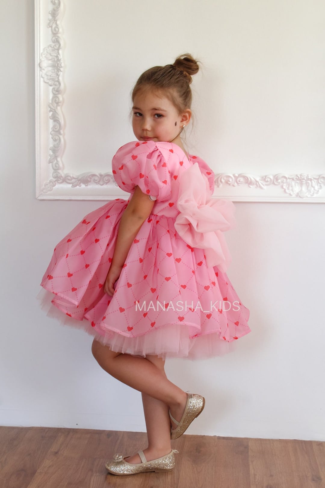 Pink Toddler Party Birthday Dress Girl Valentine Day Dress main image 1