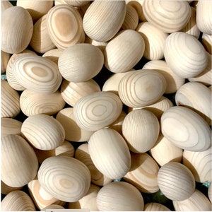 Naturally Sanded Wooden Eggs, Easter Eggs- Sets of 6 Made in Ukraine 2.4/1.8 inches