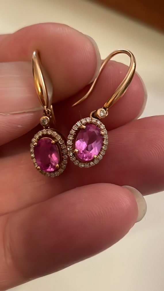 Pink Tourmaline and diamond earrings - image 7