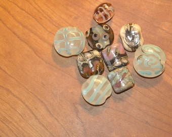 Lot of Nine Vintage Glass Lampwork Beads