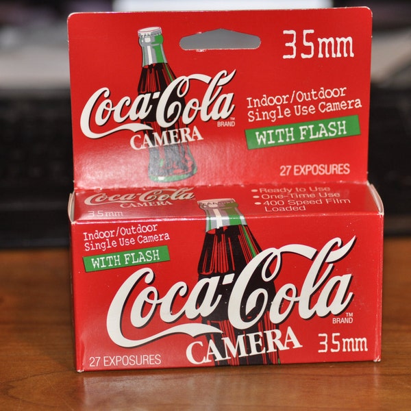 Coca Cola 35mm Camera Single Use Flash 27 Exposures Disposable