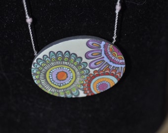 Large Ceramic Pendant on a cord Necklace