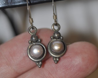 Vintage Pearl and Silver Earrings