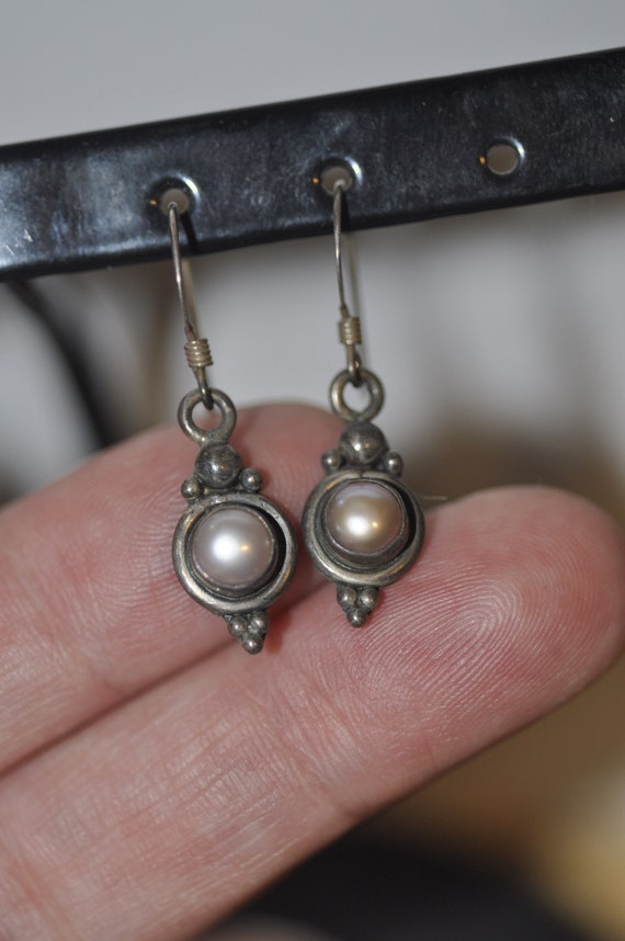 Vintage Pearl and Silver Earrings