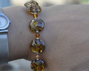 Hazel Lampwork and Crystal Bracelet