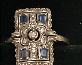 18K Art Deco sapphire and diamond ring