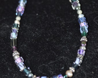 Sterling Silver Lampwork, Swarovski and Bali bead bracelet