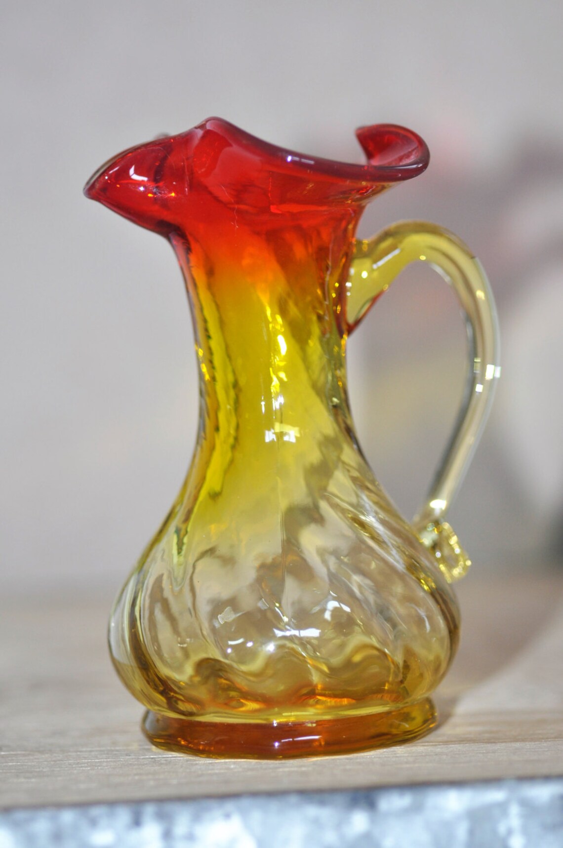 Amberina Small Blenko Pitcher - Etsy