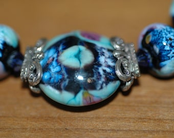 Abstract Multicolor Lampwork Bracelet