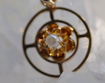 Antique Art Deco 10k Gold Seed PEARL Pendant