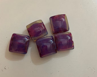 5 square purple lamp work beads