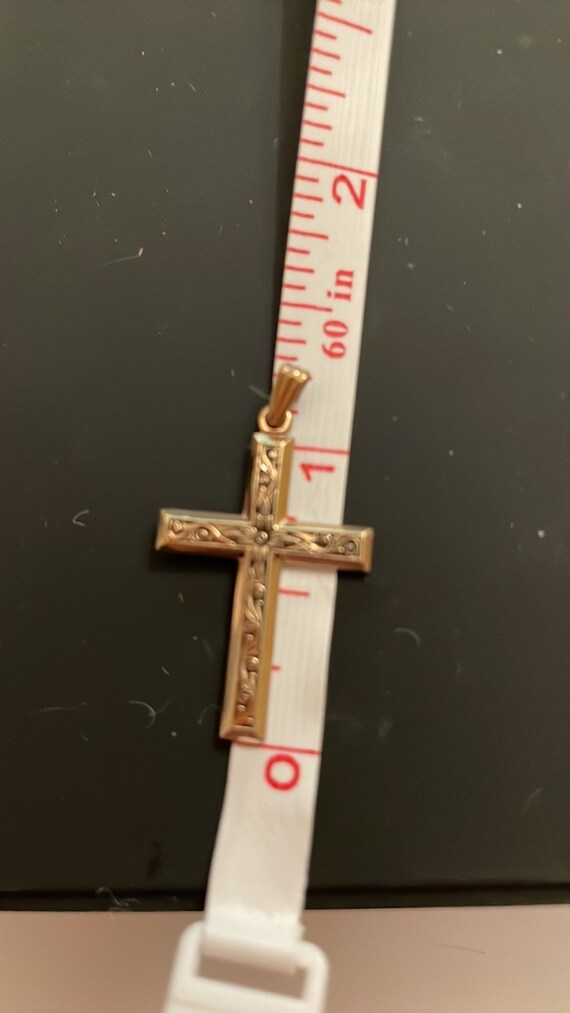 14K GF Cross pendant with engraving - image 3