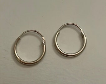 Small Sterling silver tube hoop earrings
