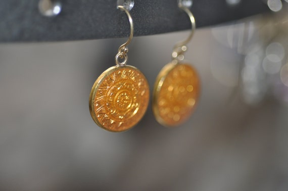 Art Deco Enamel Orange Earrings - image 5