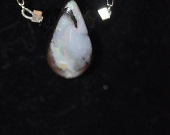 Solid Australian Boulder Opal on a Sterling Silver Chain