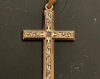 14K GF Cross pendant with engraving