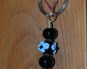 Black and Periwinkle Key Ring