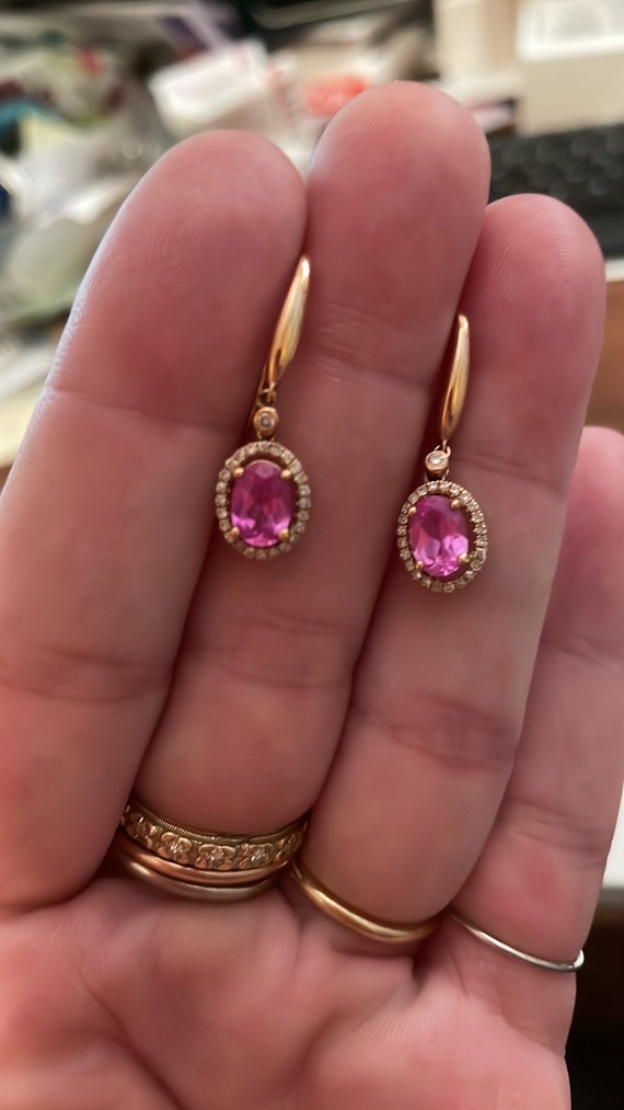 Pink Tourmaline and diamond earrings