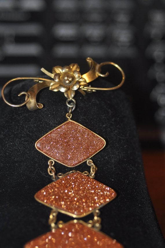 Victorian Goldstone Pin