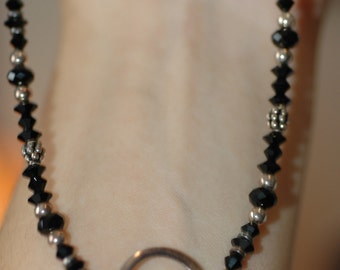 Black and Sterling Swarovski Necklace
