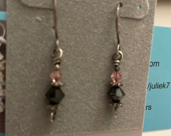 Black and Pink Dangle Earrings