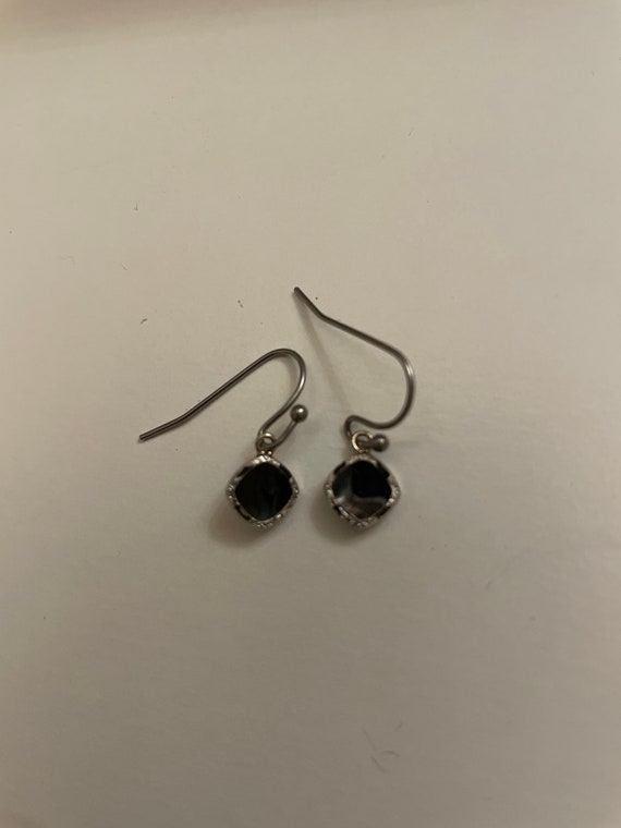 Black onyx, enamel and sterling earrings