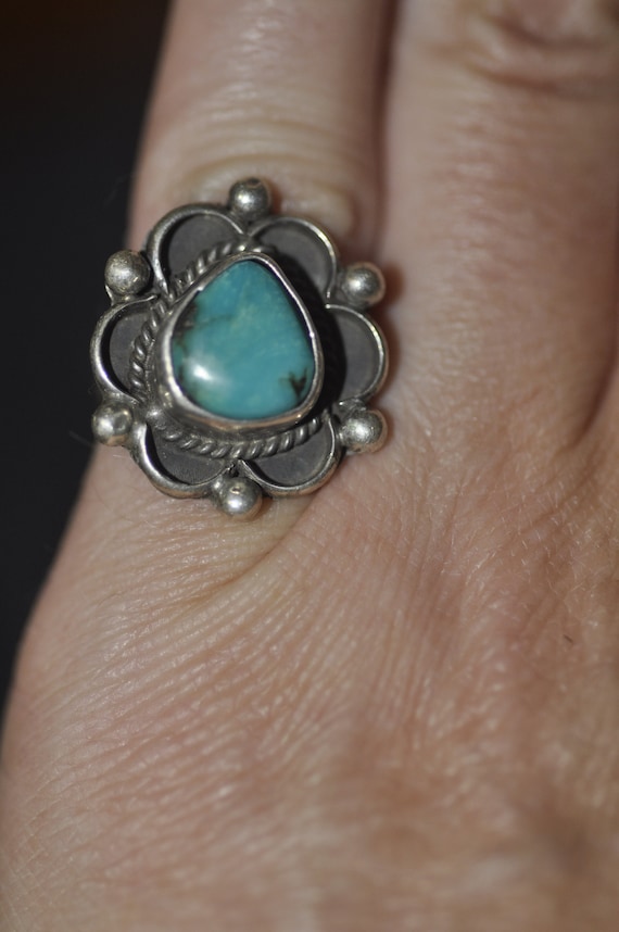 Silver Turquoise Ring Size 5