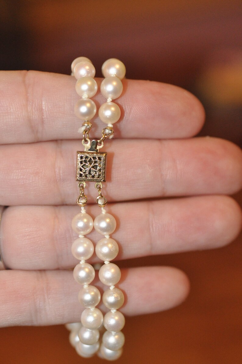 Vintage Double Strand Pearl Bracelet Etsy