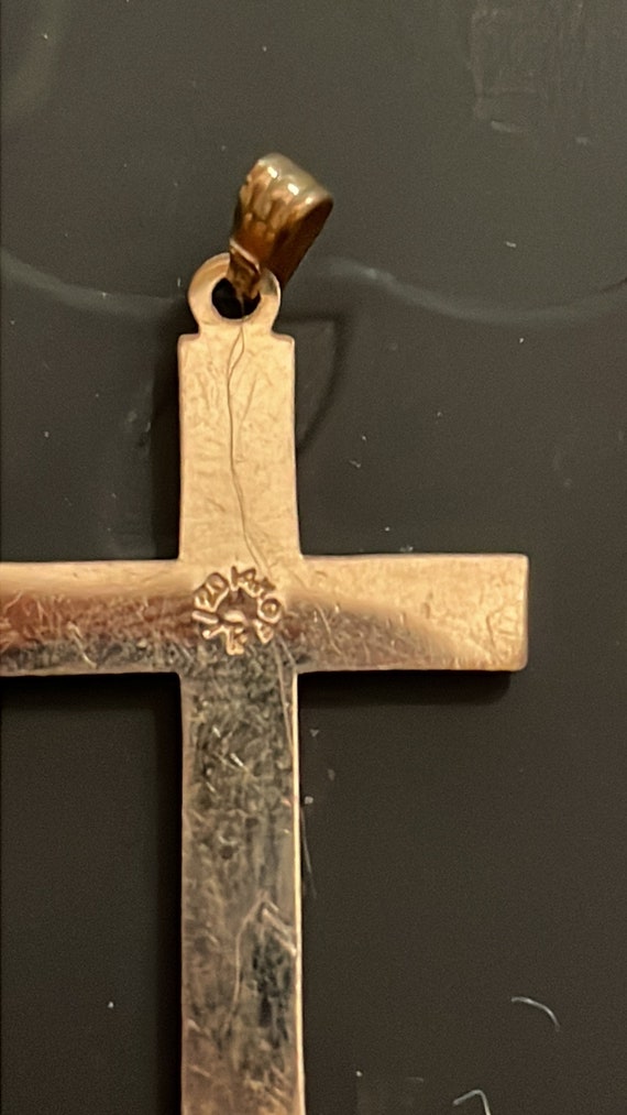 14K GF Cross pendant with engraving - image 5