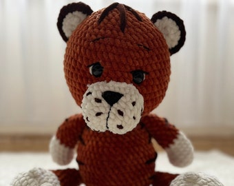 Amigurumi speelgoedtijger, babycadeau, babyspeelgoed, gehaakt speelgoed