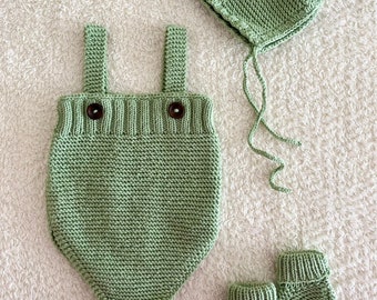 Knit Baby Romper Set, Knit Newborn Set, Baby Gift, Baby Shower Git, Gift For Babies