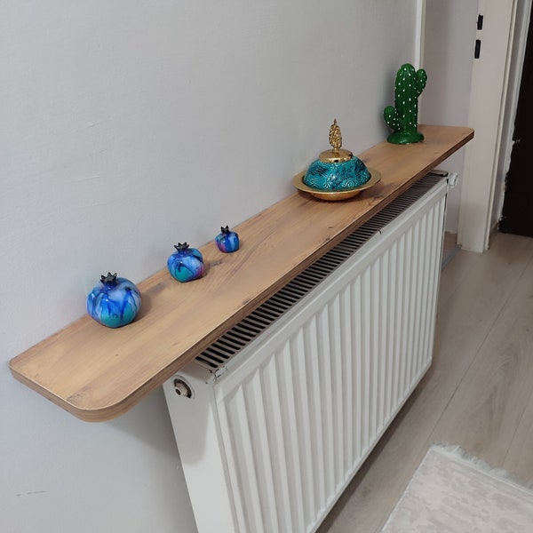 Decorative Floating Shelf Above Radiator, Drainer Above Radiator, Floating Wooden Shelf Without Wall Mount, Kitchen Radiator Shelf