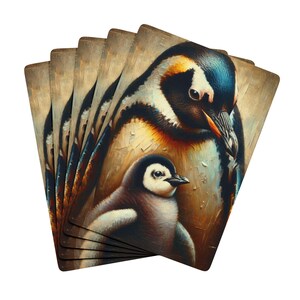 Juego de cartas de póker de pingüino y bebé pingüino, regalo único para los amantes de los juegos de cartas, baraja coleccionable, accesorio divertido para una noche de juegos.