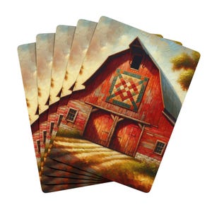 Jeu de cartes de poker, conception de blocs à motif de courtepointe rouge grange, jeu de cartes, jeu de cartes, soirée poker, soirée jeux