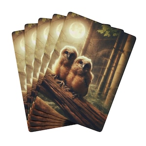 Jeu de cartes à jouer de poker artistique Baby Owls | Cadeau unique pour une soirée jeux, collection, jeux de cartes, anniversaire, anniversaire