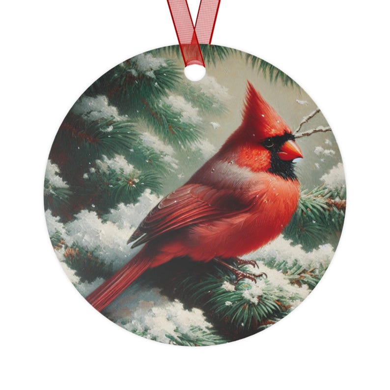 Metal Ornaments, Cardinal and Song Bird Doublesided Ornament
