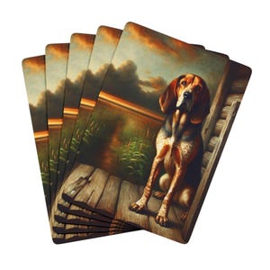 Arte impressa de cartas de pôquer vintage Hound Dog, presente para jogadores, decoração para noite de jogos, arte de ás de espadas, decoração para casa de amantes de cães