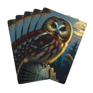 Cartes à jouer de poker artistiques - Conception de hibou, cadeau unique pour les joueurs, les collectionneurs, les nuits, les soirées de jeux, les jeux de cartes