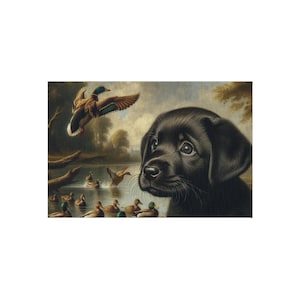 Rustiek buitentapijt met ontwerp van labrador en eenden, perfect voor hondenliefhebbers, terrasdecor, meerhuis, tuin, kamperen, natuurliefhebbers