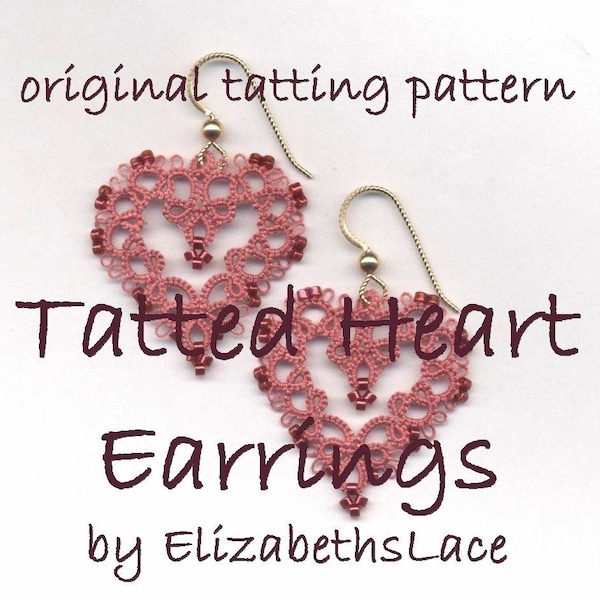 Original Tatting Pattern - Heart Earrings