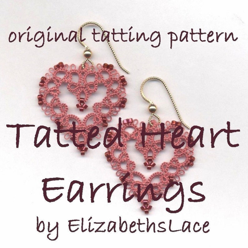 Original Tatting Pattern Heart Earrings image 1