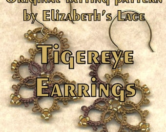 Elizabeth's Lace Original Tatting Pattern - Tigereye Earrings