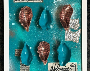 Coquilles d'huîtres créatives peintes à la main avec amour