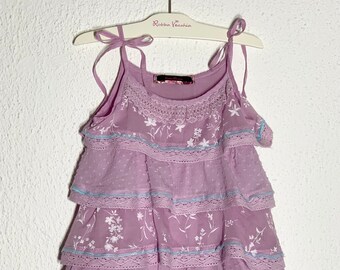 Robe EULALIE à volants, Robe fille à bretelles volantée, Robe fille été volants fleurie, Robe fille coton colorée, Robe fille coton volants